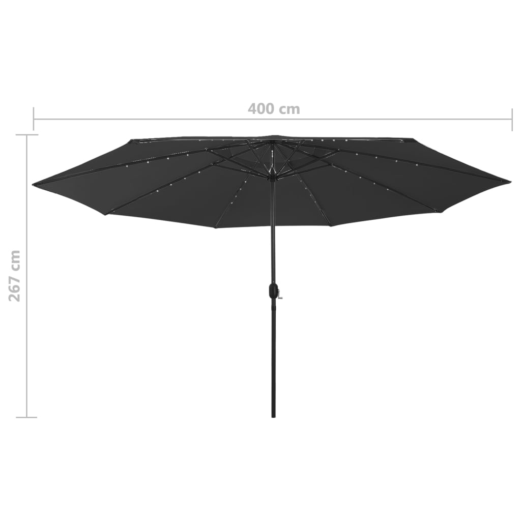 Parasol d'extérieur avec LED et mât